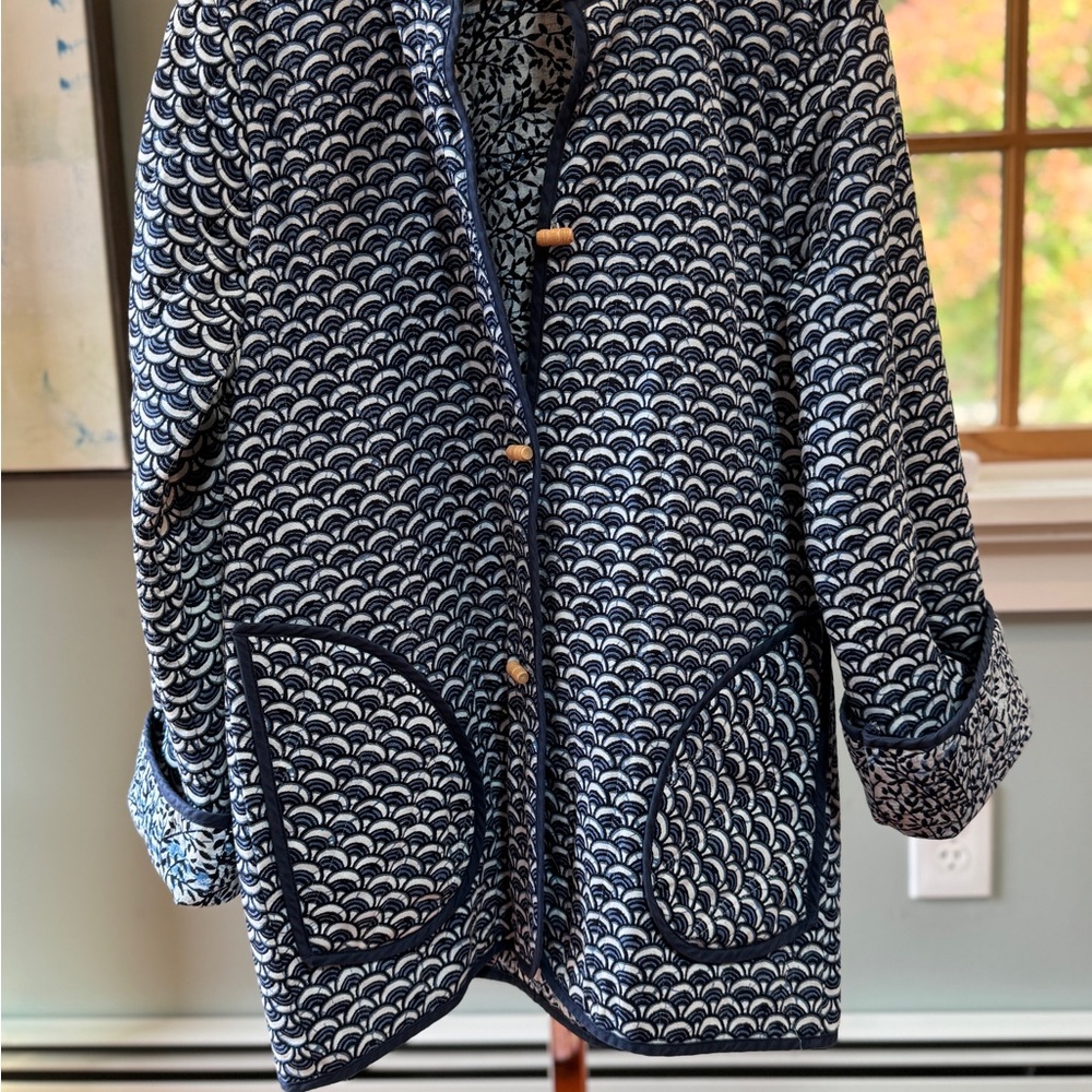 Diane Gilman for Cabal Vintage Navy & White  Women's Quilt Jacket Size Small